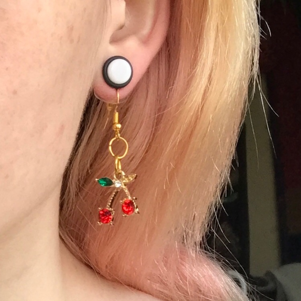 ‼️2 for $20‼️ Gold plated cherry earrings